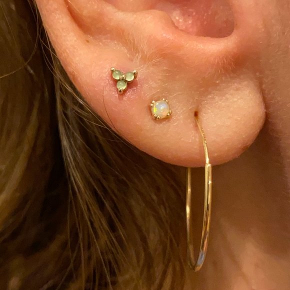 BVLA (Body Vision Los Angeles) Jewelry - BVLA Tri Prong Cluster Threadless Earring - Chrysoprase Sandblasted 1.25mm